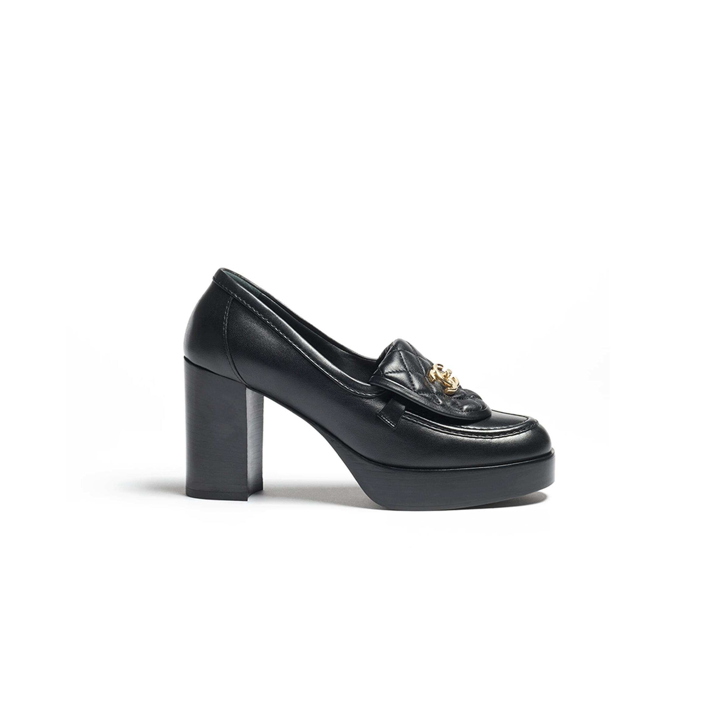 CHANEL MOCCASINS LAMBSKIN BLACK 9CM G46692